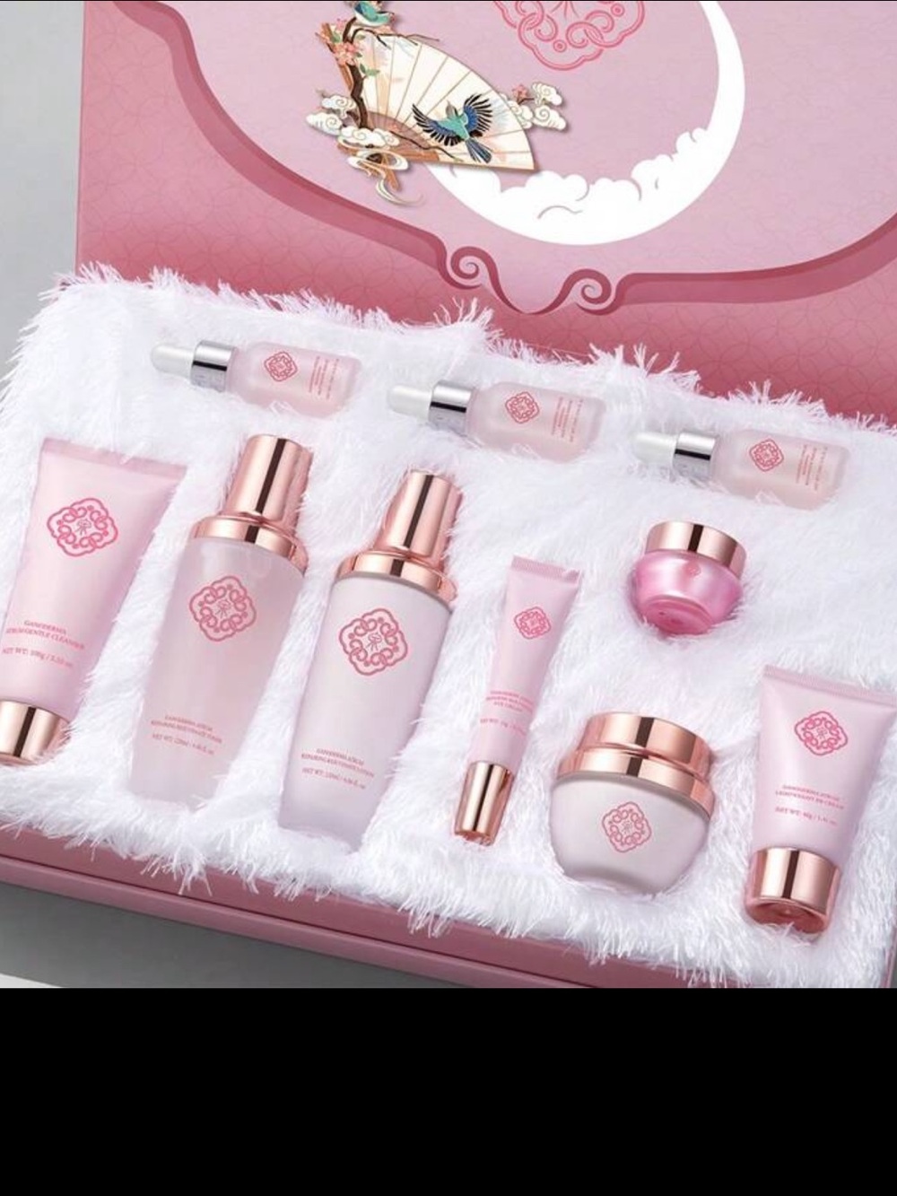 Luxury Pink Women’s Skincare Set with Rose Gold Accents